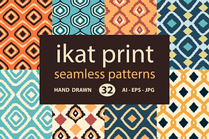 32 IKAT Vector Seamless Pattern Pack