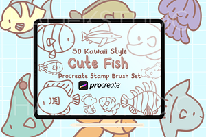 Cute Fish Procreate Stamp Brushes