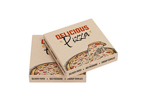 Pizza Box Packaging Paper Mockup