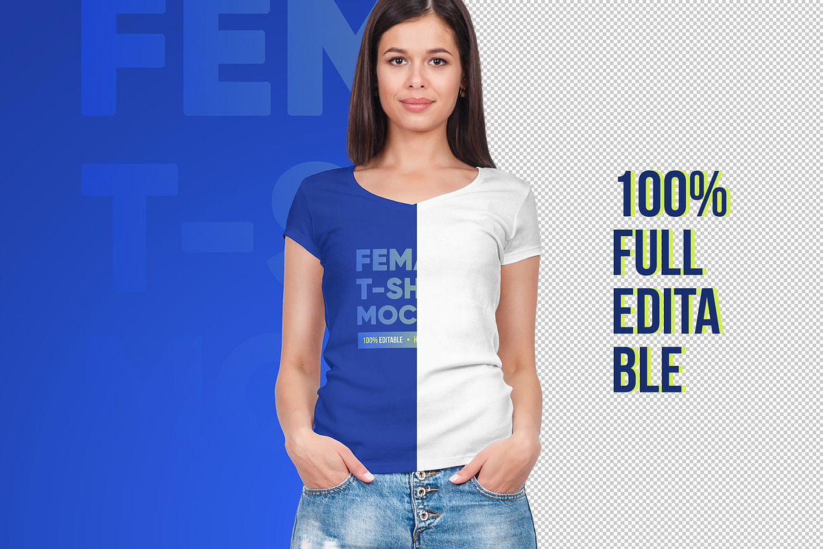 Female V-Neck T-Shirt Mockup Vol 2, a Shirt Mockup by Hi, Mock-Up! (Photo 2 of 10)