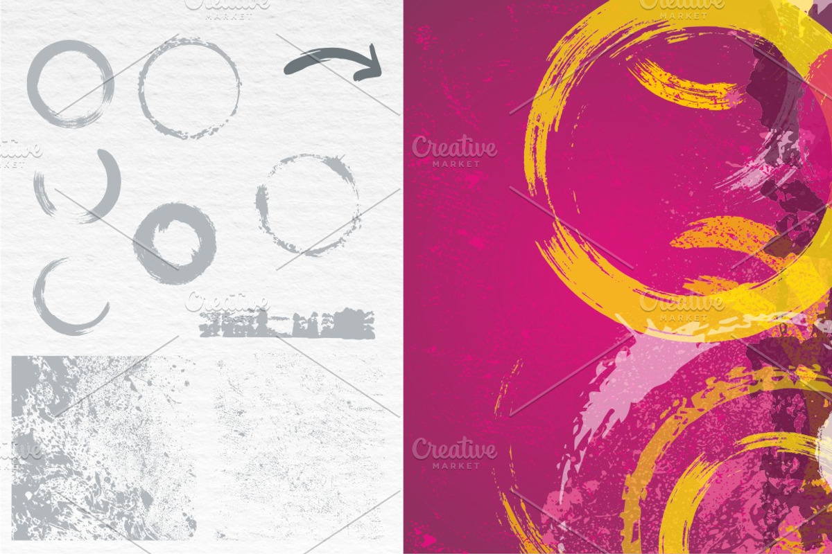 Grunge Vector Textures & Brushes, an Illustration by ElenaKovalyova (Photo 4 of 4)