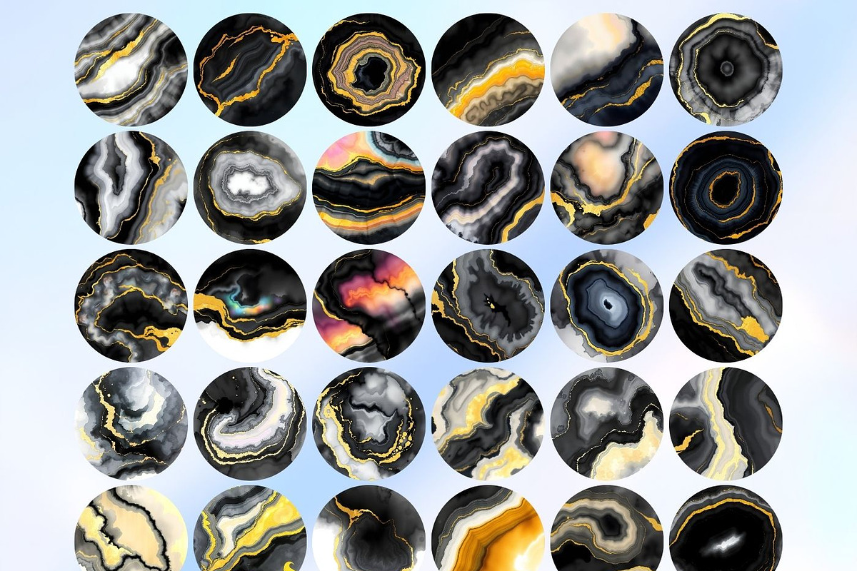 30 Watercolor Black Gold Agate, a Background Graphic by UniqueMe (Photo 11 of 11)