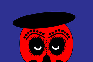 Skull Vector Icon, Red Color