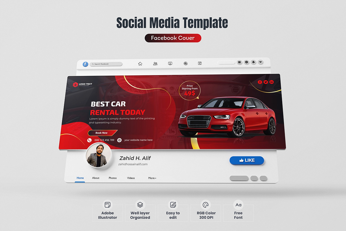 Car Rental Facebook Cover Banner, a Social Media Template by zahidhossainalif (Photo 1 of 2)