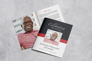 Red & Black Funeral Program Template
