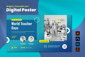 World Teacher Day Digital Poster, a Templates & Theme by Rahardi Creative