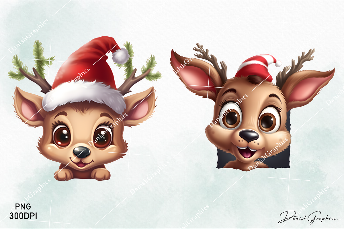 Funny Christmas Peeking Reindeer Png, an Animal Illustration by danishgraphics (Photo 4 of 7)