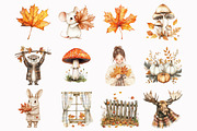 Watercolor Autumn Woodland Clipart, a Seasonal Illustration by Design Market (Thumbnail 3 of 5)