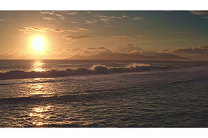 Bora Bora sunset illuminating ocean, a Nature Photo by Goinyk