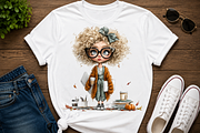 Halloween Office Girl Clipart Bundle, a Seasonal Illustration by CreationArt (Thumbnail 4 of 7)