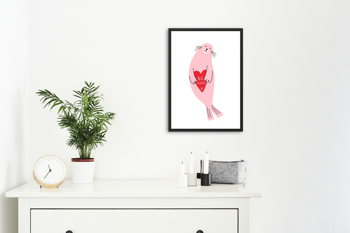 Cute Seal. Valentine's Day Clip Art, a Decorative Illustration by Barkova Nadya (Photo 6 of 7)