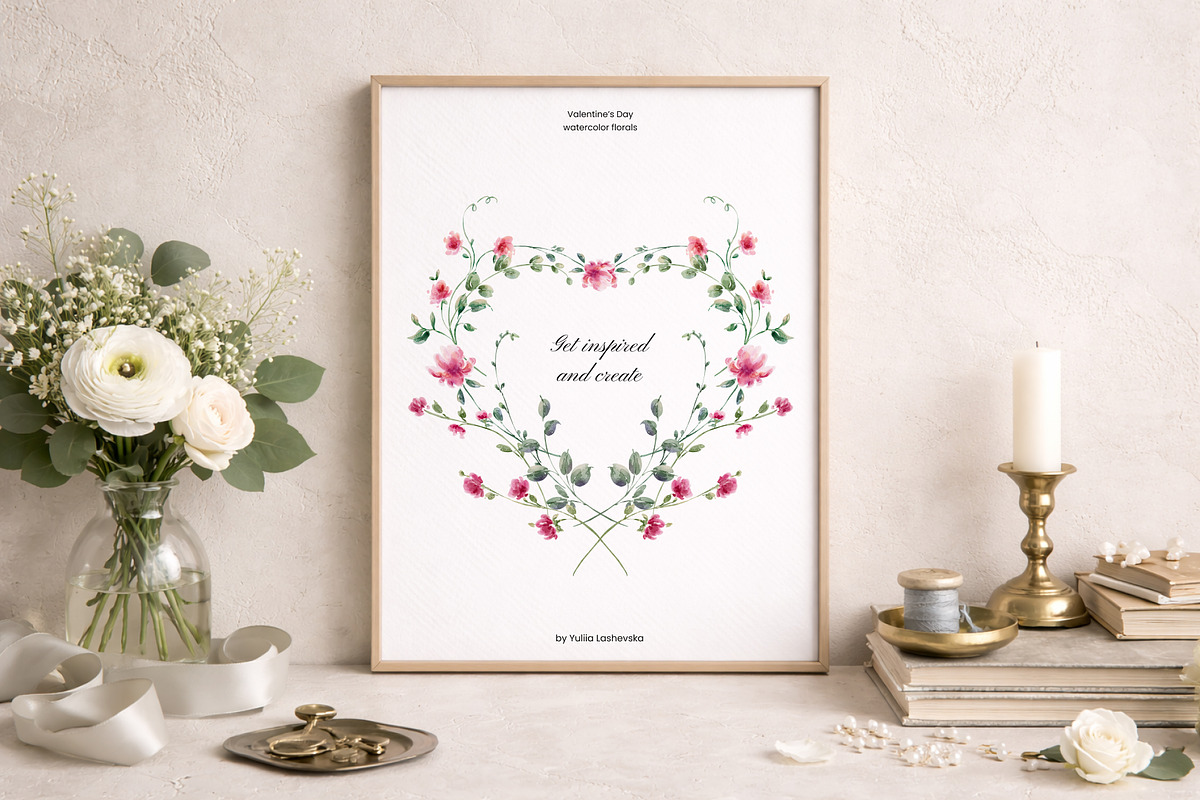 Valentine’s Day watercolor florals, a Decorative Illustration by Yuliia Lashevska (Photo 11 of 11)