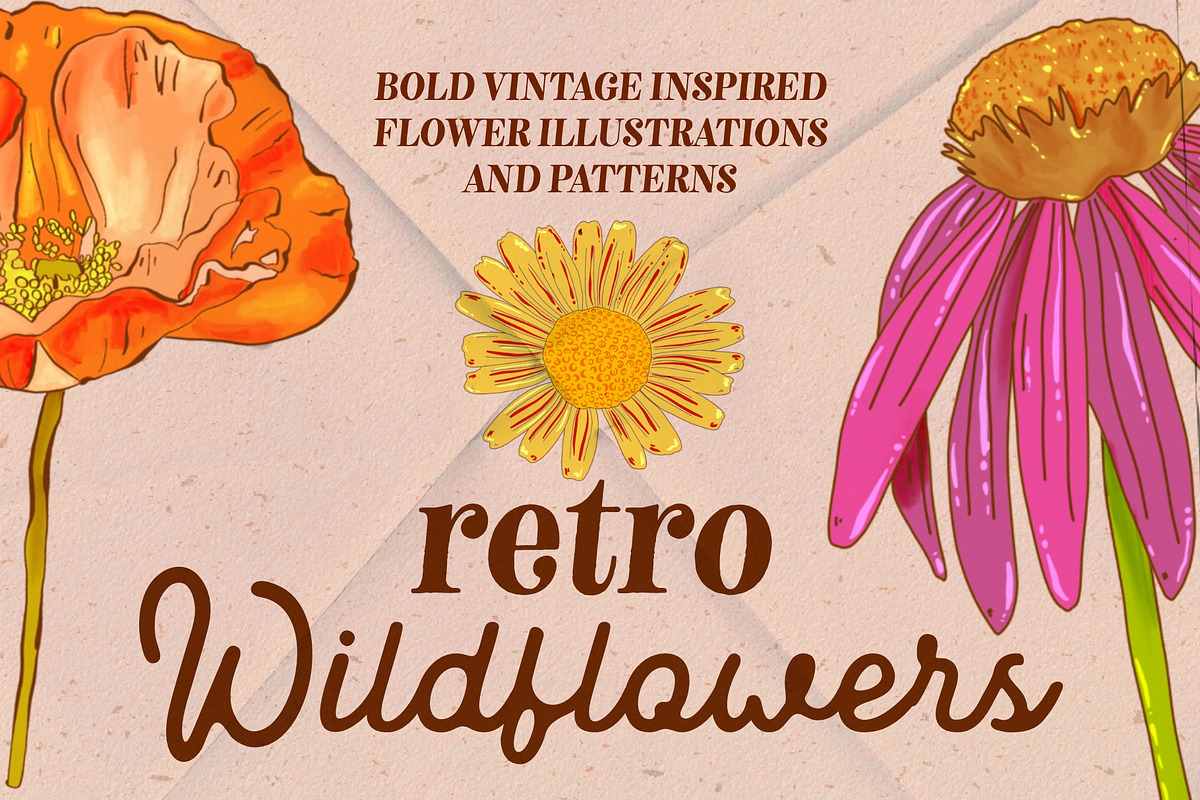 Retro Wildflowers - Bold Flowers, a Texture Illustration by Dear Darling Design (Photo 10 of 11)
