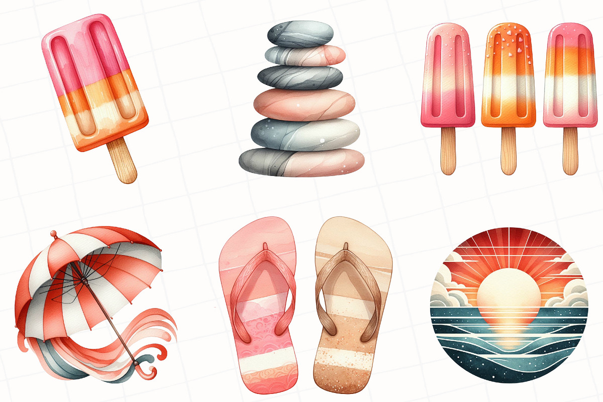 Abstracts Cute Summer Clipart, an Illustration by OK Design (Photo 3 of 5)