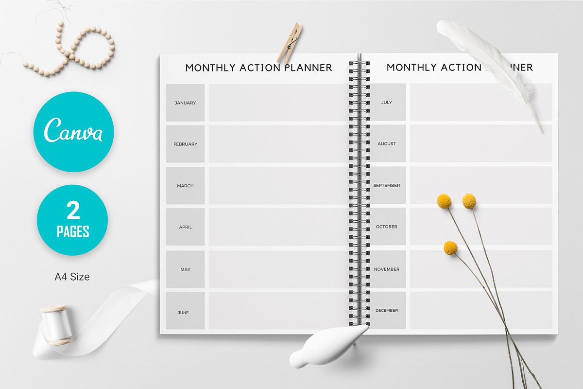 Canva Monthly Action Planner, a Templates & Theme by ARP Creation (Photo 1 of 3)