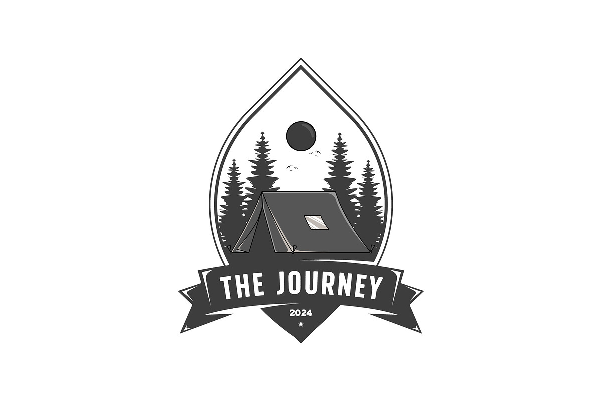 tent logo emblem in forest vector, a Branding & Logo Template by Pyruos ID