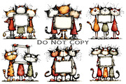 Christmas Whimsical Cats Clipart, an Illustration by Craft Nest (Thumbnail 2 of 10)