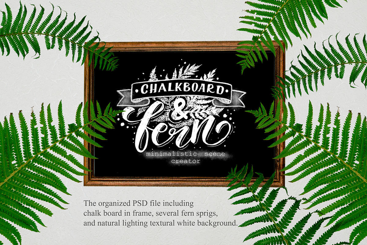 Retro Chalkboard and Fern creator, a Product Mockup by Letter Elfa Studio (Photo 1 of 7)