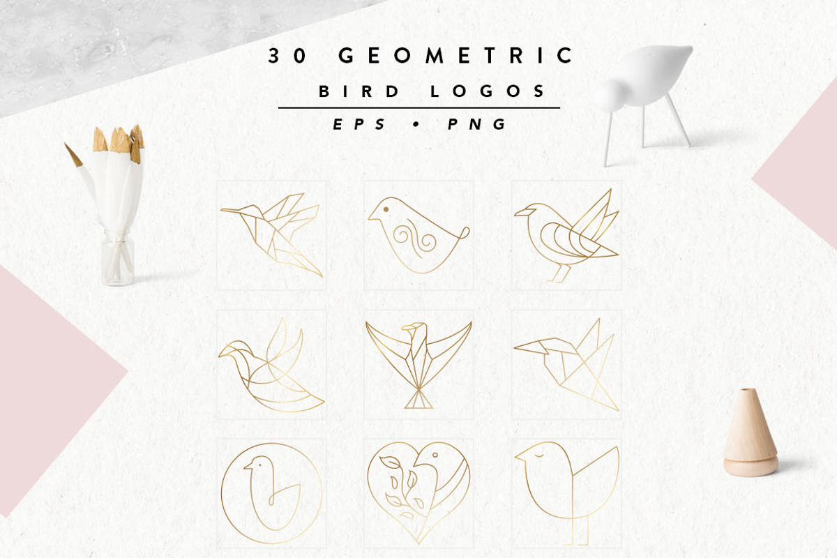 Geometric Bird Logos EPS & PNG, an Outline Icon by Pixejoo (Photo 8 of 8)