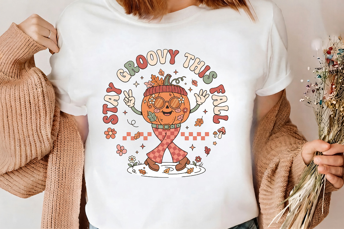 Stay Groovy This Fall Pumpkin PNG, a Seasonal Illustration by CrexoraLab (Photo 3 of 4)