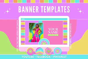 Fun Social Media Banners + Icons, a Social Media Template by SunshineStudioBoutique