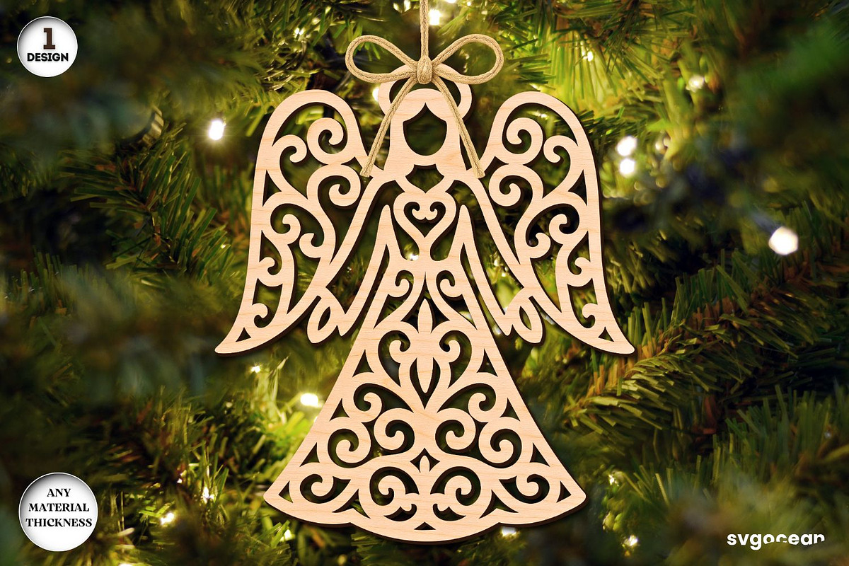 Christmas Angels Ornament Bundle, a Decorative Illustration by svgocean (Photo 6 of 13)