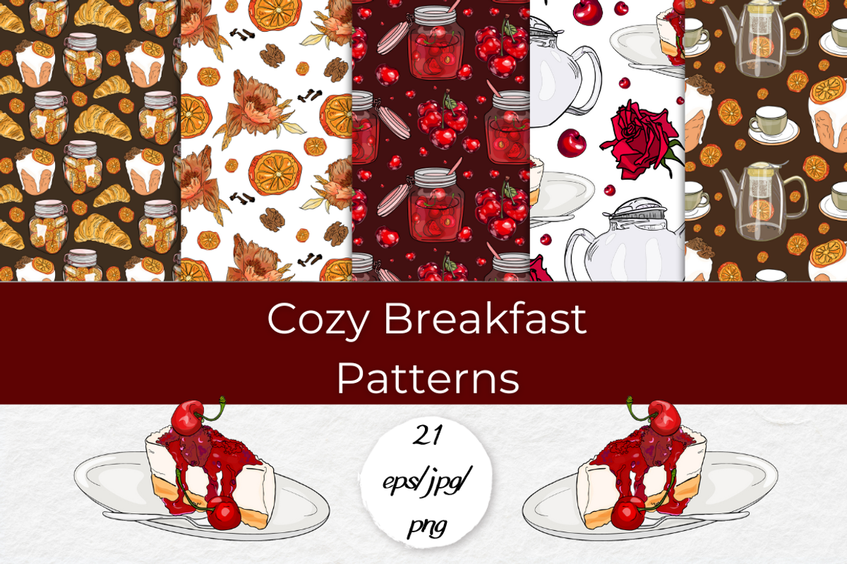 Cozy Breakfast Patterns, a Pattern Graphic by InkyQueenArt (Photo 1 of 4)