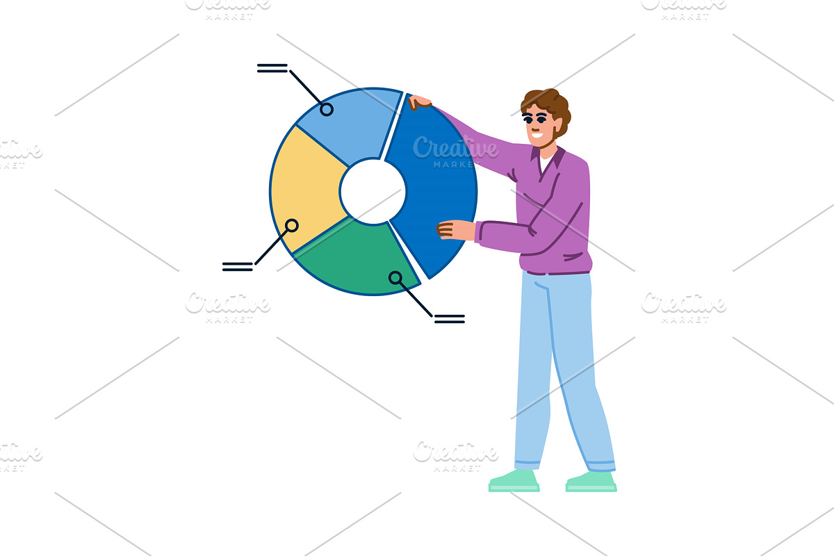 Businessman analyzing pie chart for, a Finance Illustration by pikepicture