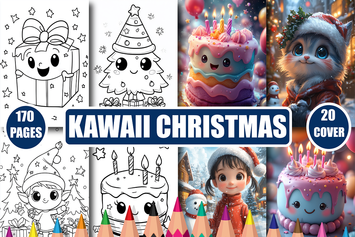 Kawaii Christmas Coloring Book, an Animal Illustration by Design Home (Photo 1 of 3)