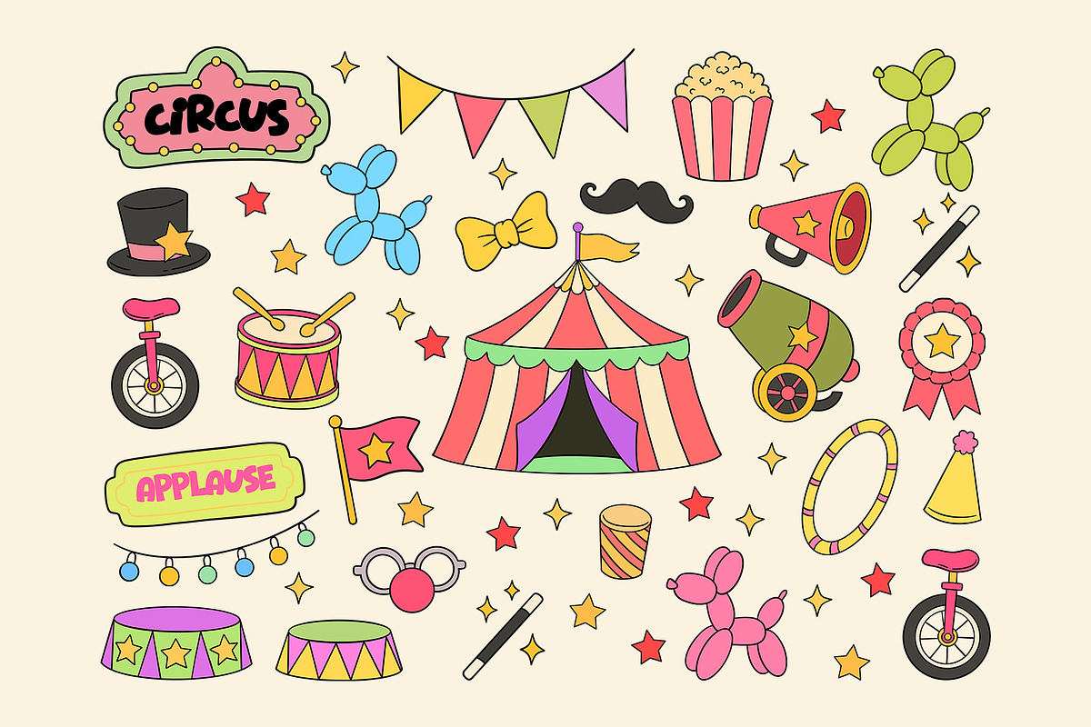 Vintage Circus Clipart Collection, a Decorative Illustration by Alina Sh (Photo 6 of 10)