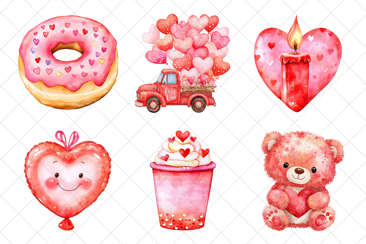 Cute Valentine Clipart, an Illustration by SinaCreation (Photo 3 of 7)