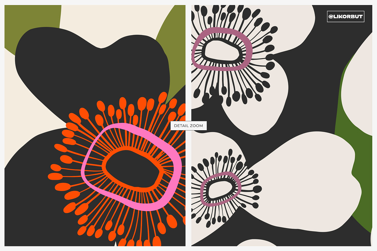 Bold Abstract Modern Flowers Pattern, a Pattern Graphic by likorbut (Photo 8 of 12)