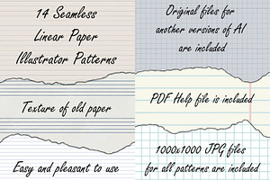14 Linear Paper Illustrator Pattern, a Palette Add-On by Kseniya-Omega