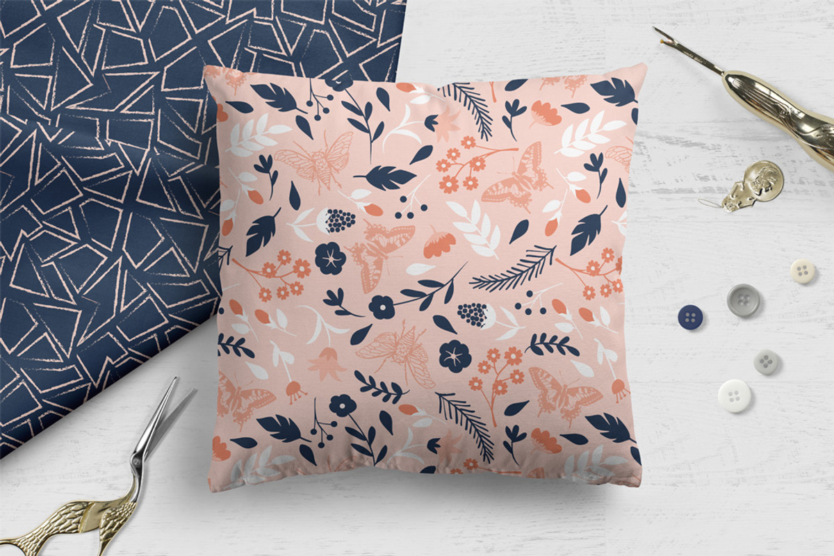 Navy and Blush Floral Patterns, a Pattern Graphic by Wild Twig Co (Photo 2 of 7)