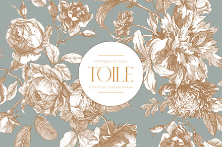 Antique Floral Toile Patterns, a Pattern Graphic by Eclectic Anthology