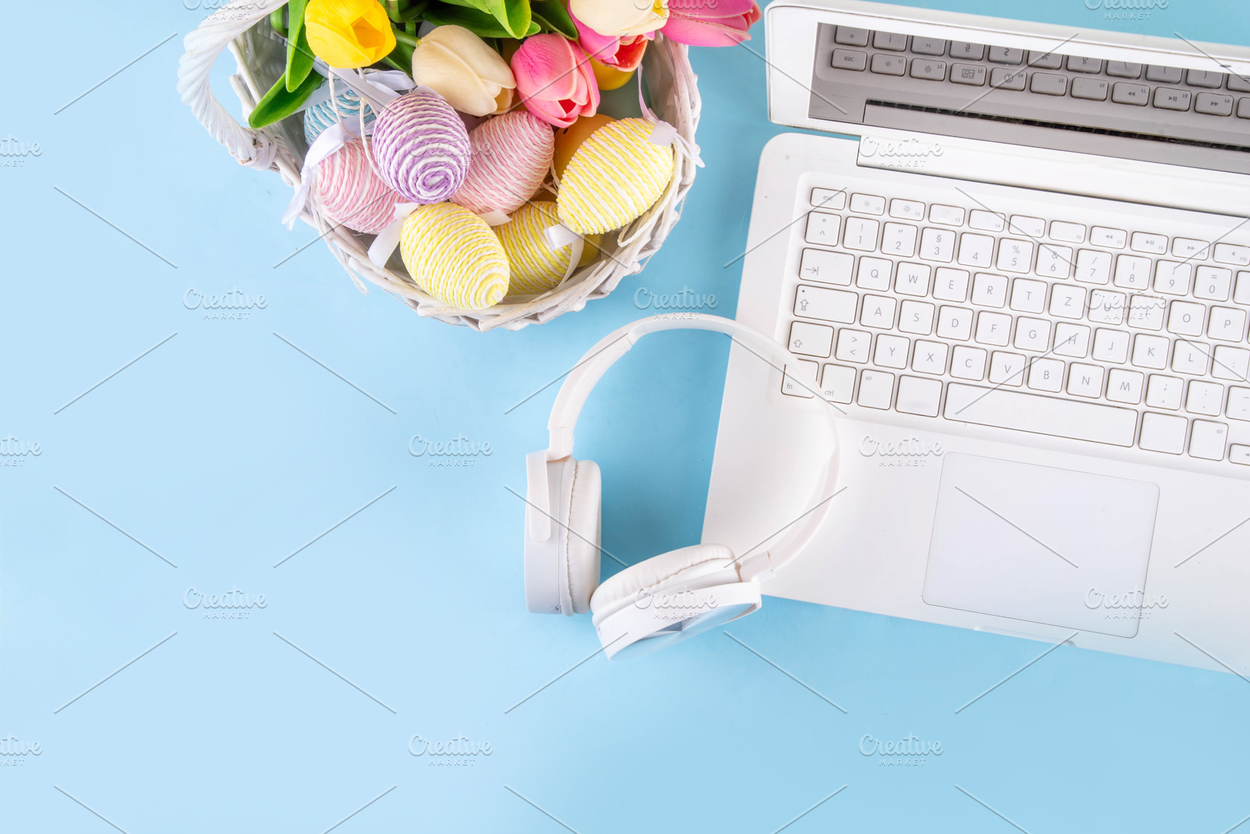 Easter office workplace, preparation for holiday, a Holiday Photo by Rimma