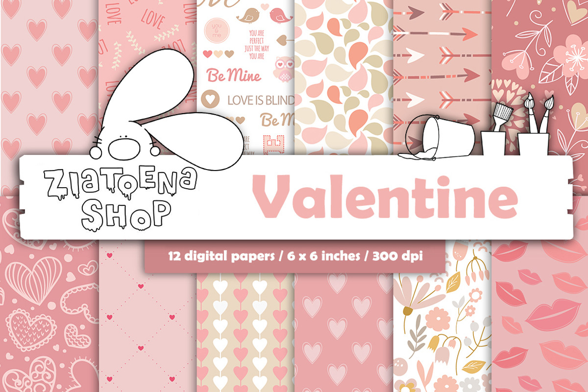 Valentine Paper pack, a Pattern Graphic by Zlatoena Clipart (Photo 1 of 4)