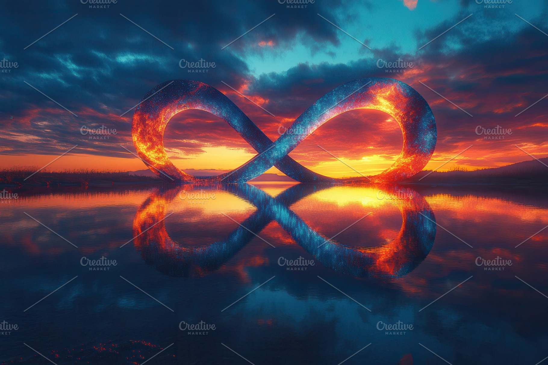 Stunning sunset over infinity symbol, a Photo by Tanuart