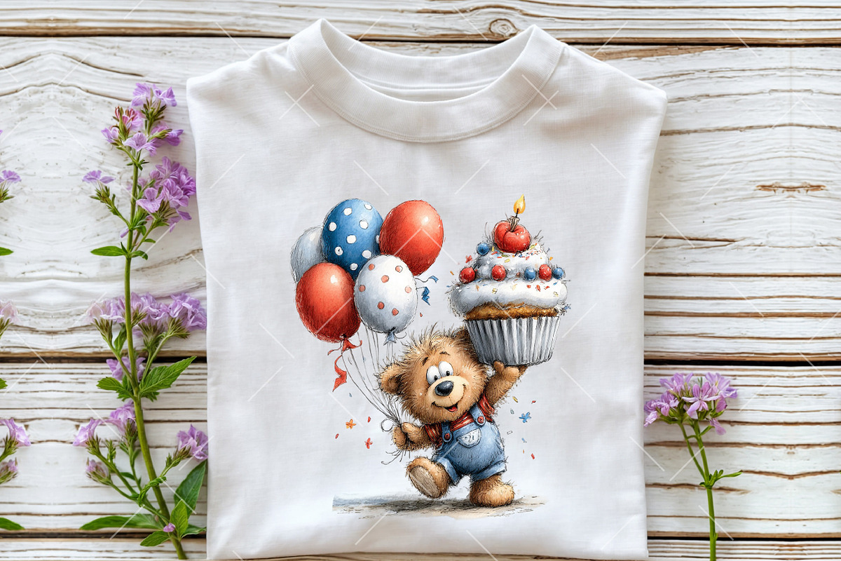 Whimsical Birthday Bear PNG Clipart, an Illustration by OK Design (Photo 6 of 6)