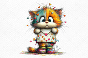 Whimsical Valentine Cats Clipart, an Illustration by Craft Nest (Thumbnail 10 of 11)