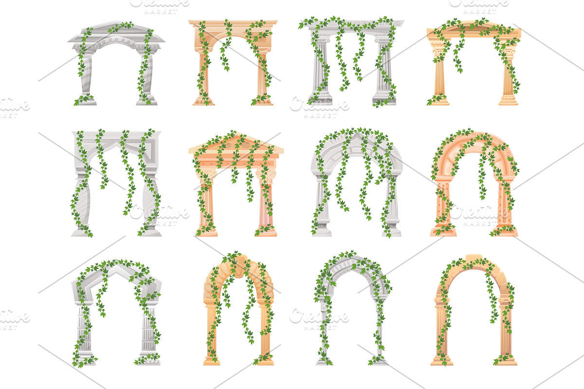 Ivy arches. Ancient stone arch, an Object Illustration by Stock-Smart-Start