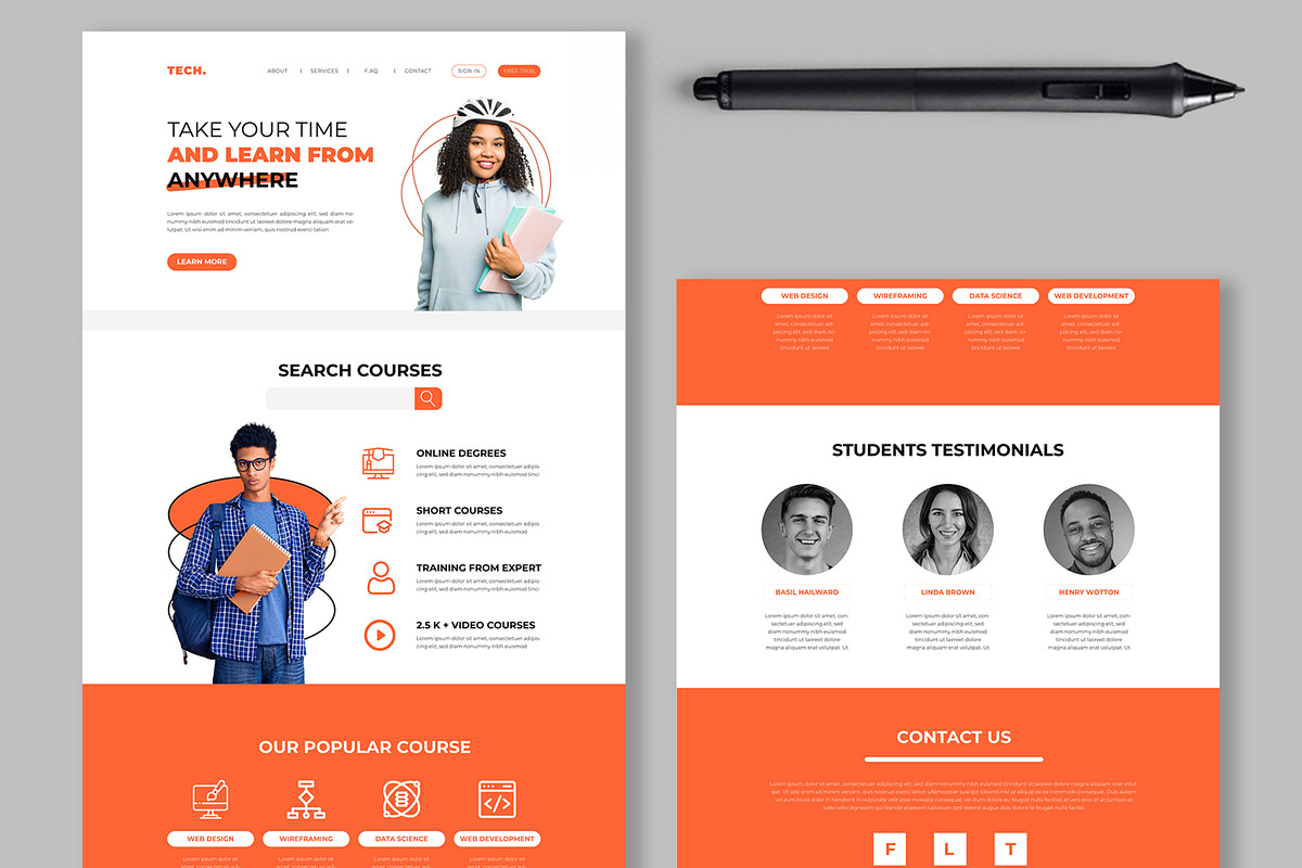 Online Course Website Landing Page, an UI Kit Template by CreativeShaper (Photo 1 of 4)