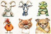 Watercolor Grumpy Animals Clipart, an Illustration by Libby Wishes (Thumbnail 4 of 6)