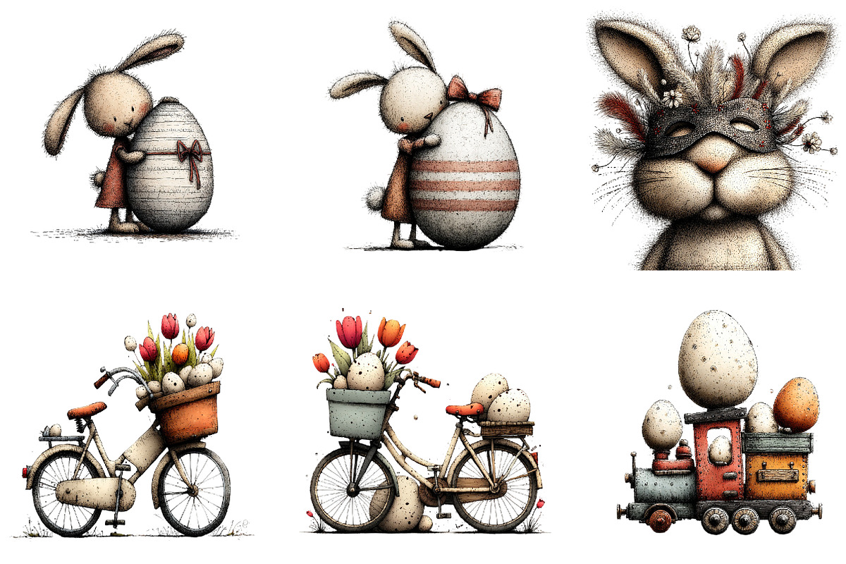 Whimsical Bunny Easter Clipart, an Illustration by Sublimation Artist (Photo 4 of 7)