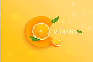 Vitamin C background. Realistic, a Food Illustration by Stock-Smart-Start