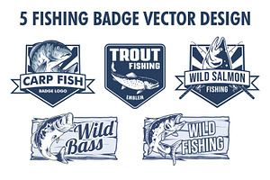 5 Fishing badge vector design