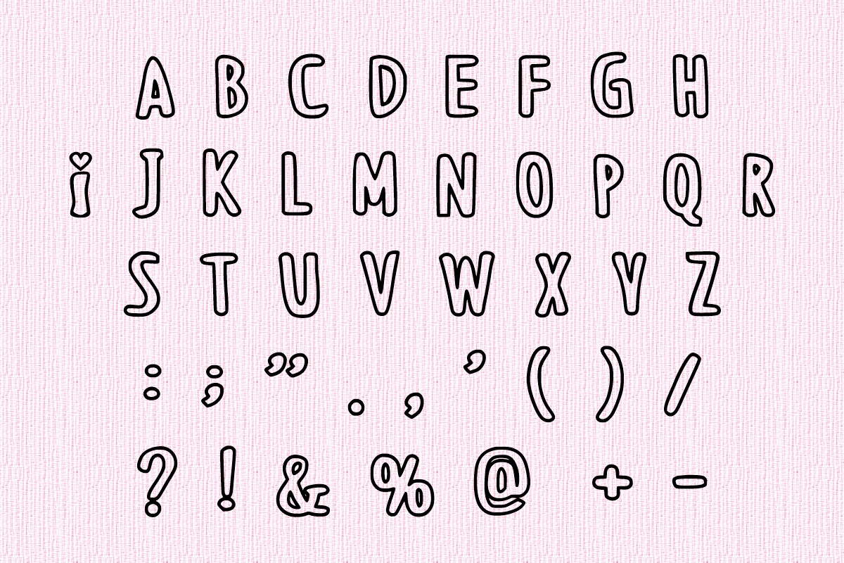 Pink Love outline font, a Handwritten Font by Fourteen Letter (Photo 6 of 6)