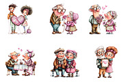 Quirky Valentine Elderly Couple Clip, an Illustration by CreationArt (Thumbnail 3 of 7)