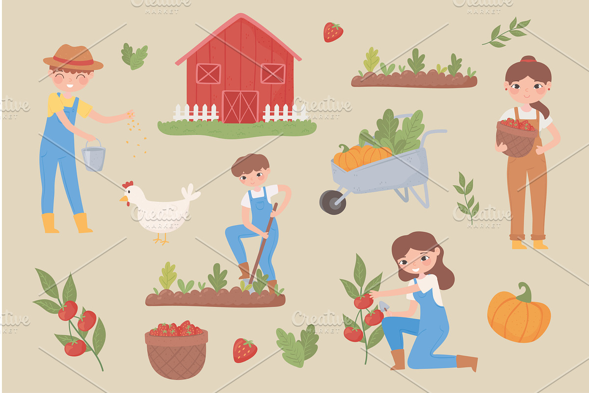 farmers workers group, a Person Illustration by studiogstock