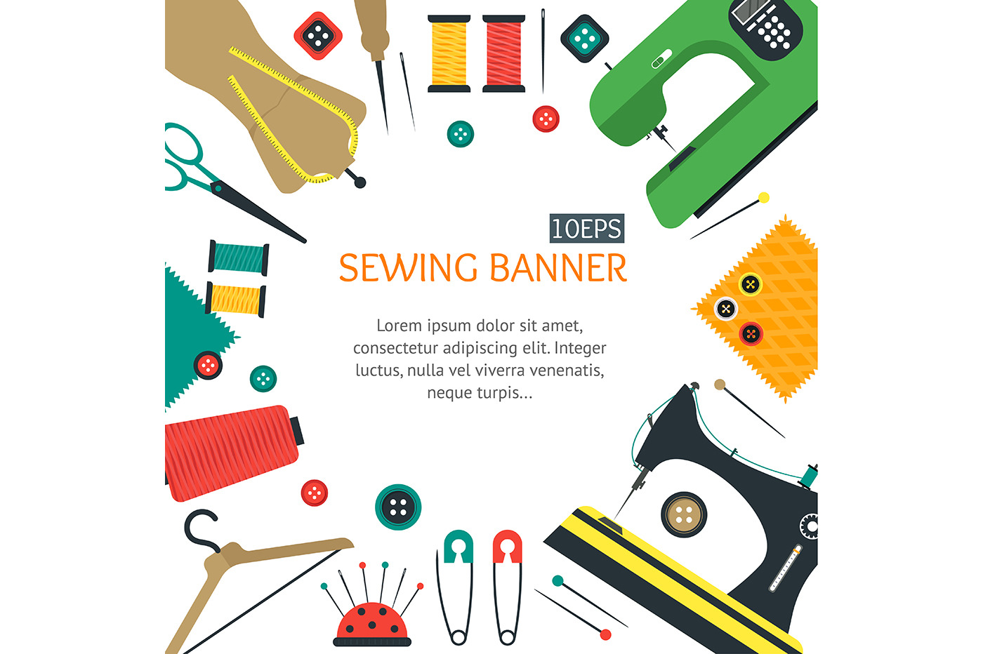 Sewing Equipment And Tools Banners by BigmouseArt  Creative Market